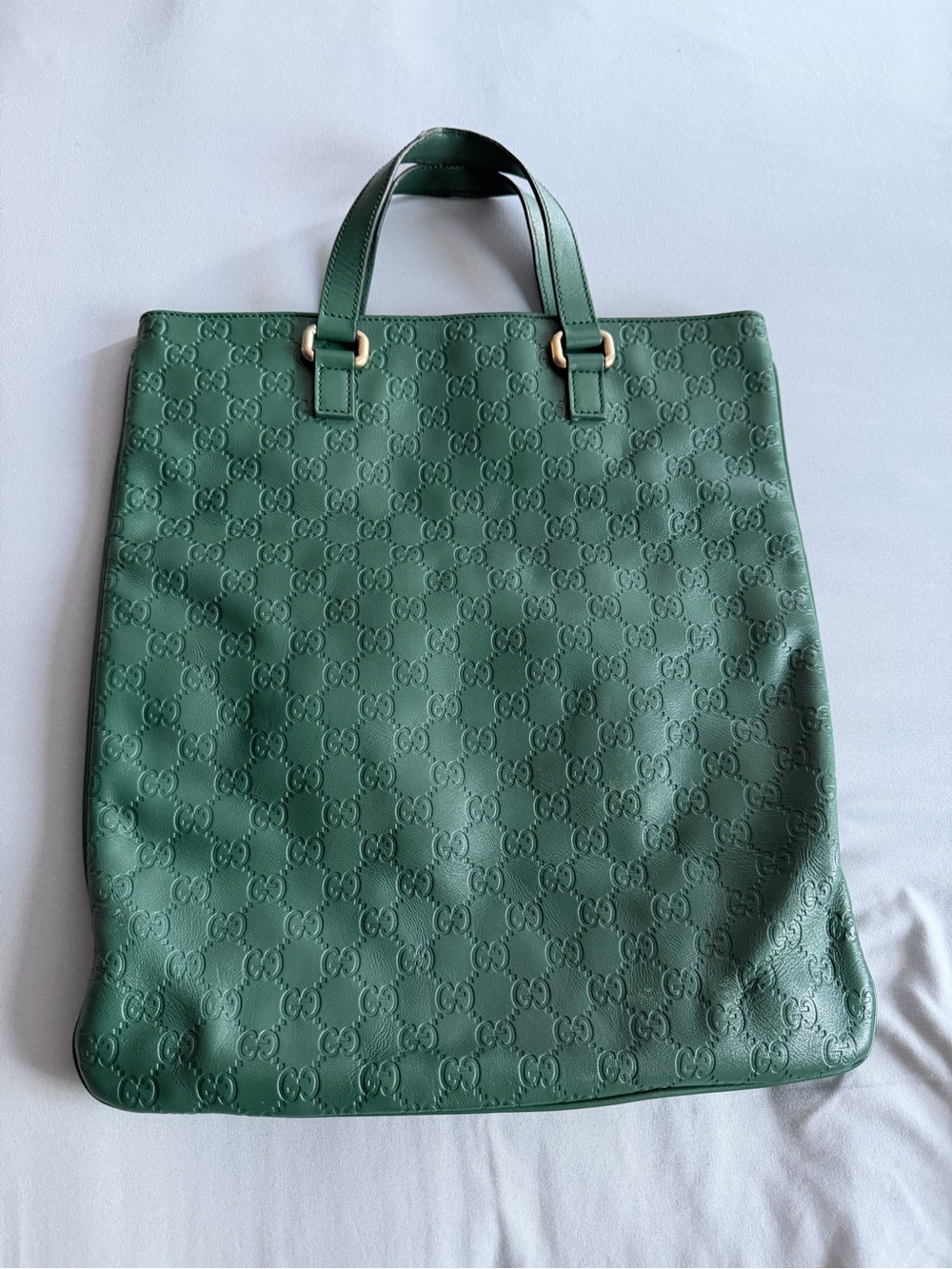 Gucci Green Embossed Leather Tote